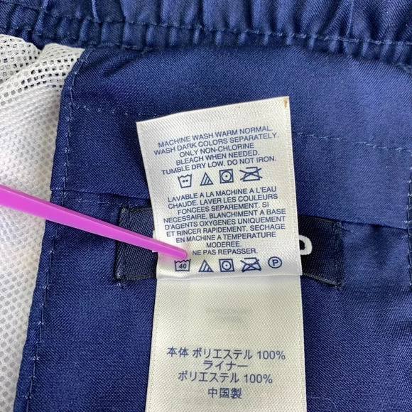 Lands' End Swimwear Drawstring Lined Swim Trunks Shorts XL 40/42 Blue Stripes - Picture 14 of 14